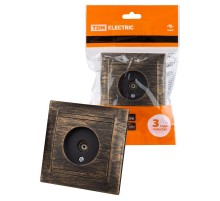 Розетка телевизионная простая (0-2400МГц, "мама") старинная бронза "Лама"  SQ1815-0758  TDM