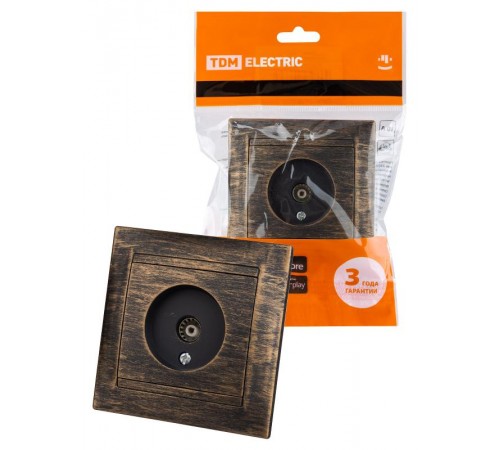 Розетка телевизионная простая (0-2400МГц, "мама") старинная бронза "Лама"  SQ1815-0758  TDM