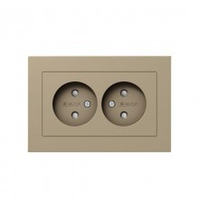 Механизм розетки двойной, 16А, без заземления, со шторками, с рамкой, шампань Эпика  UP1-SOC-201 EKF