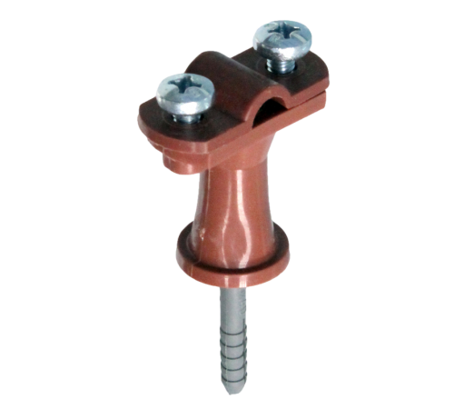 Держатель проводника круглого 6-10 мм коричневый, высота 38 мм, пластик с дюбелем 40 мм70618Ezetek