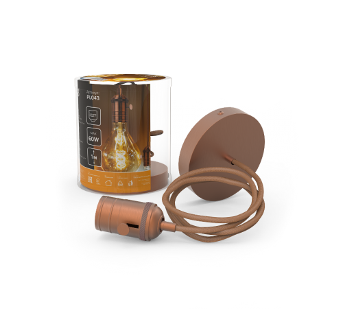 Светильник подвесной шнур под лампу Decor PL043 медный E27, 1 м, 1/40  PL043  Gauss