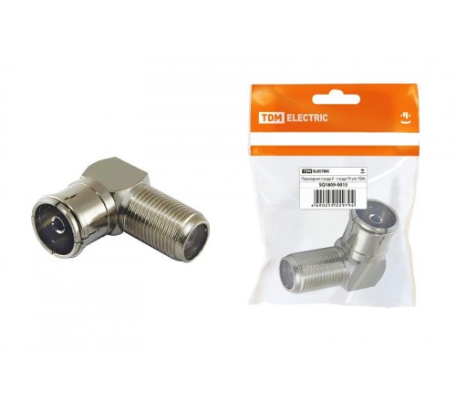 Переходник гнездо F - гнездо TV угловой, инд. упаковка   SQ1809-0015  TDM