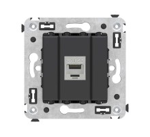 Компьютерная розетка RJ-45 без шторки в стену, кат.5e одинарная экранированная, "Avanti", "Черный матовый"  4412763  DKC