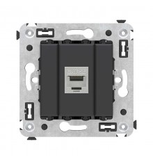 Компьютерная розетка RJ-45 без шторки в стену, кат.5e одинарная экранированная, "Avanti", "Черный матовый"  4412763  DKC