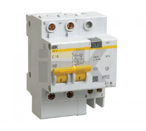 Выключатель автоматический дифференциального тока АД12 2п 25А C 300мА тип AC (3 мод)  MAD10-2-025-C-300  IEK