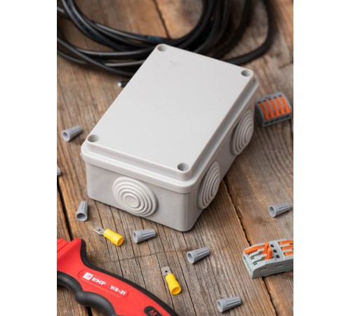 Коробка распределительная КМР-050-048 пылевлагозащитная, 10 мембранных вводов, уплотнительный шнур (120х80х50) EKF PROxima  plc-kmr-050-048  EKF