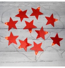 Гирлянда светодиодная Звездопад красная 10 LED, 2,25 м, прозрачн. ПВХ, теплый белый свет свечения, 2хАА (батарейки не в компл.)  304-002  NEON-NIGHT