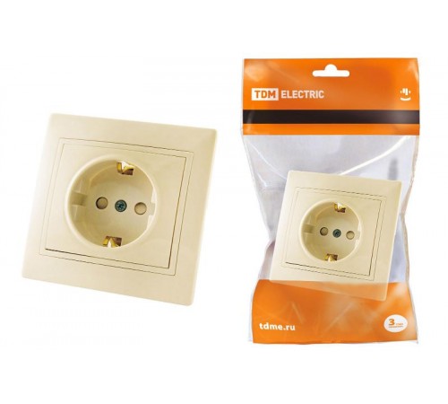 Розетка 2П+З с защ. шт. 16А 250В сл. кость "Таймыр"  SQ1814-0116  TDM