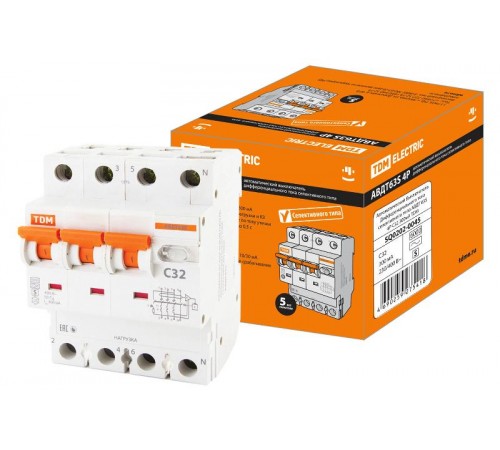Выключатель автоматический дифференциального тока АВДТ 63S 4P C32 300мА  SQ0202-0045  TDM