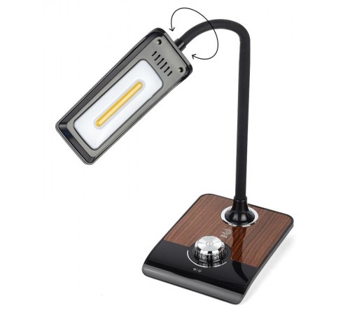 Светильник настольный светодиодный NLED-473-10W-BK черный с деревом  Б0033305  ЭРА