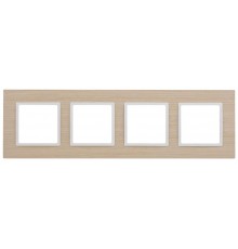 14-5304-01 Рамка на 4 поста, дерево, Elegance, белён.дуб-бел (5/25/1050)  Б0049151  ЭРА
