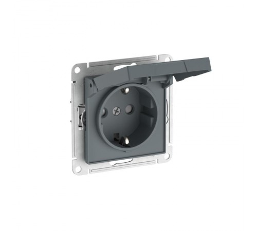 AtlasDesign Грифель Розетка с заземлением со шторками с крышкой,16А,IP20,механизм, быстрозажимные клеммы  ATN000746S  SE