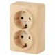 Розетка 11-2205-11  2х2P+E Schuko, 16АХ-250В, ОУ, Эксперт, Сосна Б0020693  ЭРА