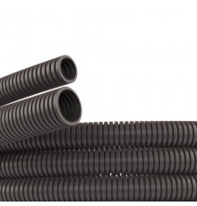 Труба гибкая гофрированная ПА 10мм PA6V0 без протяжки (100м) тёмно-серый полиамид  80010  DKC