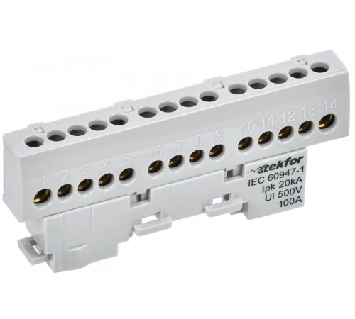 TEKFOR Шина L "фаза" изолированная на универсальном держателе 6х9-14-Ср  TF-NN10-14-KL-K03  IEK