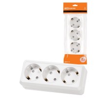 Розетка 3-х местная горизонтальная 2П+3 открытой установки IP20 16A с з/ш белая "Ладога"  SQ1801-0127  TDM