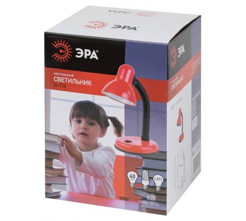 Светильник настольный на основании N-120 40Вт ЛН/КЛЛ Е27 красный  Б0022332  ЭРА