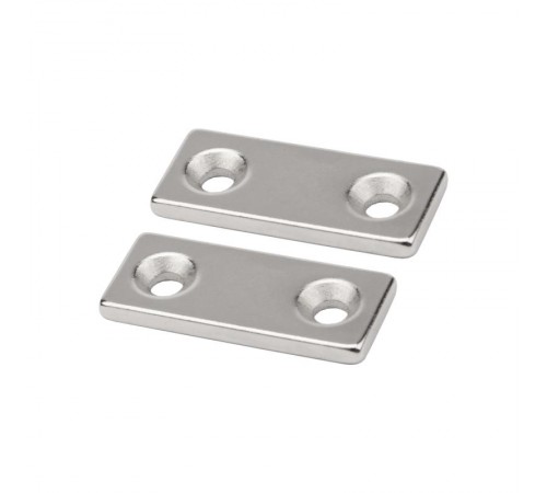 Неодимовый магнитный прямоугольник 35х15х3 мм с 2 зенковками 8х4 мм (упаковка 1 шт.)  72-3703  REXANT