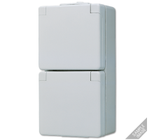 Штепсельная розетка SCHUKO для накладного монтажа двойная, с полем для надписи IP44 622NAWW Jung