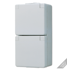 Штепсельная розетка SCHUKO для накладного монтажа двойная, с полем для надписи IP44 622NAWW Jung