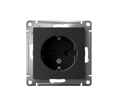 AtlasDesign Карбон Розетка с заземлением со шторками, 16А, механизм  ATN001045  SE