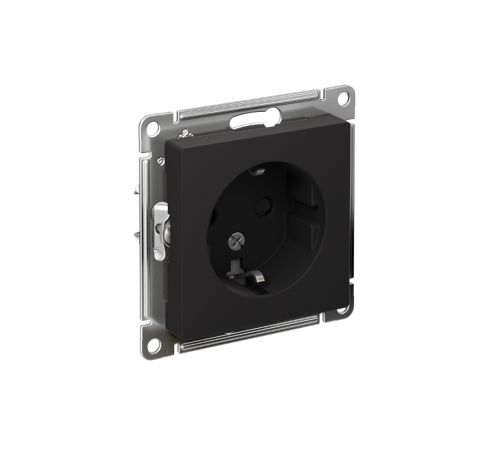 AtlasDesign Карбон Розетка с заземлением со шторками, 16А, механизм  ATN001045  SE