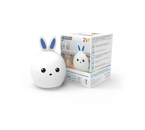 Настольный светодиодный детский ночник NN301 2W RGB, Li-ion, USB кабель , кролик 1/10/40  NN301  Gauss
