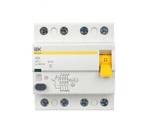 Выключатель дифференциальный (УЗО) ВД1-63S 4п 40А 300мА тип AC  MDV12-4-040-300  IEK