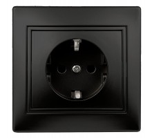 Розетка Intro Plano 1-206-05 с заземлением 2P+E Schuko со шторками, 16А-250В, IP20, СУ, антрацит  Б0053928  Intro