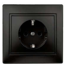 Розетка Intro Plano 1-206-05 с заземлением 2P+E Schuko со шторками, 16А-250В, IP20, СУ, антрацит  Б0053928  Intro