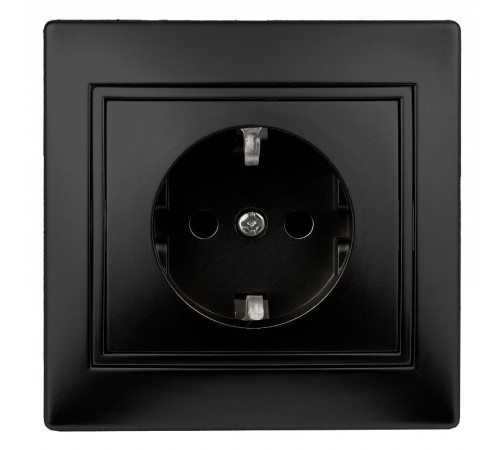 Розетка Intro Plano 1-206-05 с заземлением 2P+E Schuko со шторками, 16А-250В, IP20, СУ, антрацит  Б0053928  Intro