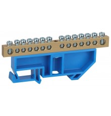 Шина  NO-224-93 N ноль на DIN-изоляторе ШНИ-8х12-14-Д-синий  Б0062906  ЭРА