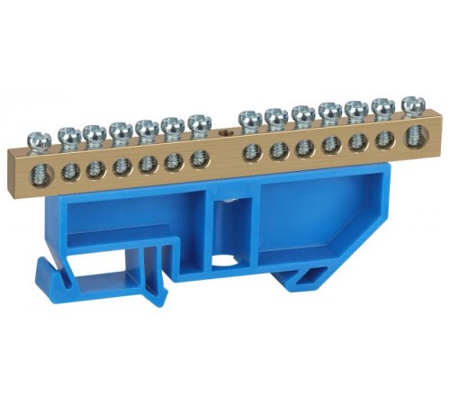 Шина  NO-224-93 N ноль на DIN-изоляторе ШНИ-8х12-14-Д-синий  Б0062906  ЭРА