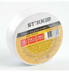 Изоляционная лента 0,13*19 10 м. белая, INTP01319-10  39907  STEKKER