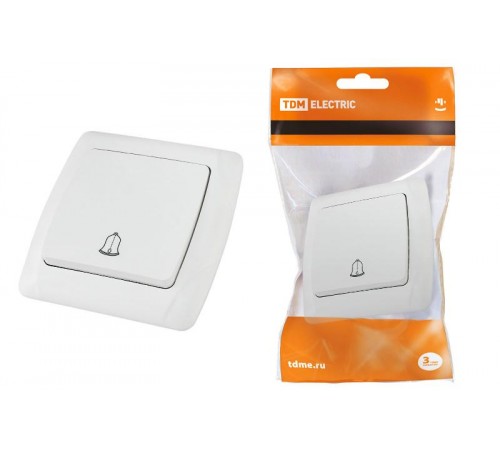 Кнопка звонковая 6А белая "Онега"   SQ1805-0007  TDM