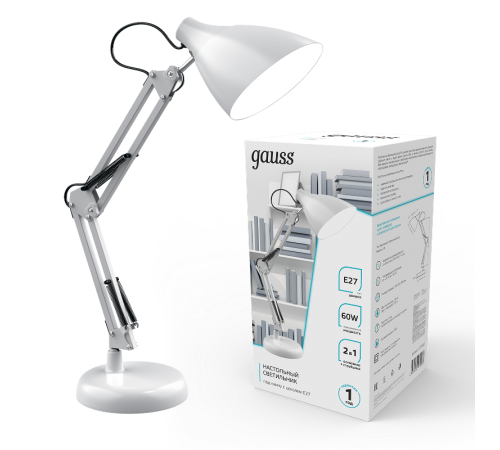 Светильник настольный GTL003 60W 220-240V E27 белый струбцина и основание 1/12  GT0031  Gauss