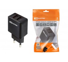 Сетевое зарядное устройство, СЗУ 4, 2,1 А, 2 USB, черный,  SQ1810-0021  TDM