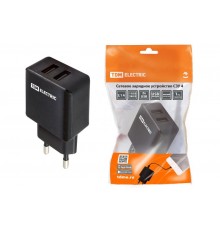 Сетевое зарядное устройство, СЗУ 4, 2,1 А, 2 USB, черный,  SQ1810-0021  TDM