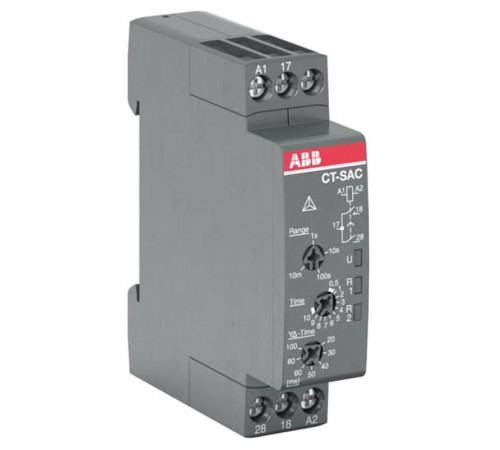 Реле времени CT-SAC.22 компактное (звезда-треуг. рег. время перекл. на треуг.) 24-48B DC, 24-240B AC (4 диапазонов времени 0,05с...1  1SVR508210R0100