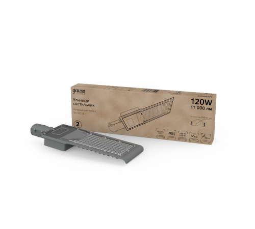 Светильник светодиодный консольный уличный Avenue 120W 11000lm 5000K 190-250V IP65 546*170*67мм черный КСС "Ш" LED 1/5  629534320  Gauss