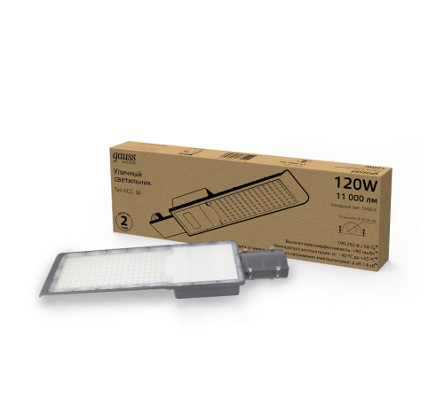 Светильник светодиодный консольный уличный Avenue 120W 11000lm 5000K 190-250V IP65 546*170*67мм черный КСС "Ш" LED 1/5  629534320  Gauss