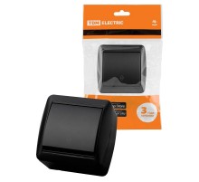 Выключатель на 2 направления 1-кл. открытой установки IP44 10А графит "Селигер"  SQ1818-0311  TDM