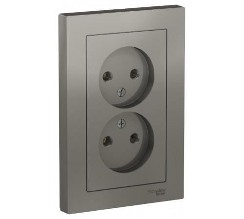 AtlasDesign Сталь Розетка без заземления двойная, 16А, (в сборе с рамкой)  ATN000920  SE