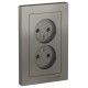 AtlasDesign Сталь Розетка без заземления двойная, 16А, (в сборе с рамкой)  ATN000920  SE