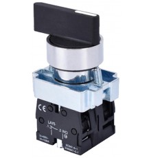 LAY5-BJ33, 2НО, на 3 положения с фиксацией I-O-II, длинная рукоятка, хром, d22мм, переключатель  (ЭТ)  ET012096  Электротехник