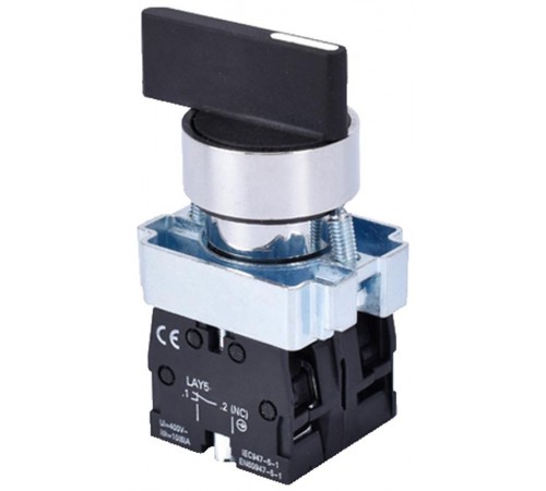 LAY5-BJ33, 2НО, на 3 положения с фиксацией I-O-II, длинная рукоятка, хром, d22мм, переключатель  (ЭТ)  ET012096  Электротехник