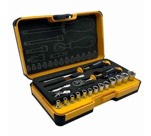 Набор головок с трещоткой и отверткой 1/4" ERGONIC в кейсе, 19 шт  05781906  Felo