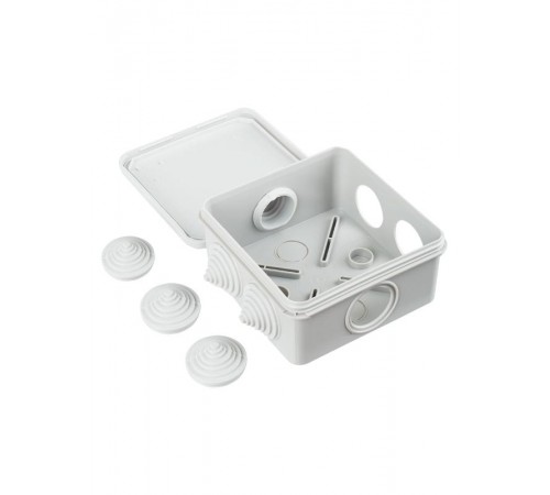 Коробка распределительная КМ41255 для о/п 100х100х50мм IP44 (RAL7035 6 гермовводов защелкивающаяся крышка)  UKOZ11-100-100-050-K41-44  IEK