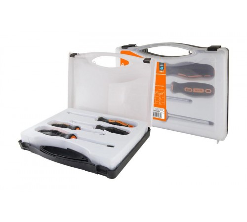 Набор отверток 4 шт.: SL3x75, SL5х100, PH1х75, PH2х100 (пласт. чемодан), CR-V "Алмаз"  SQ1013-0202  TDM