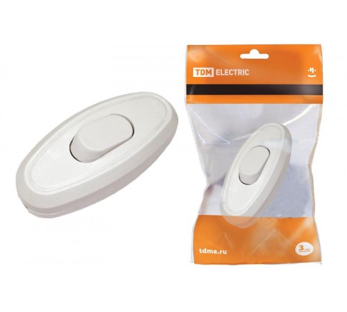 Выключатель на шнур 6А 250В белый   SQ1806-0021  TDM